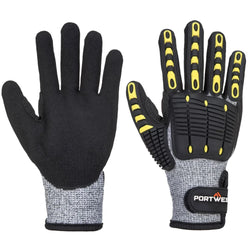 A722 anti Impact Cut Resistant Safety Work Gloves Grey/Black, Small- Bannav S Bannav LLC